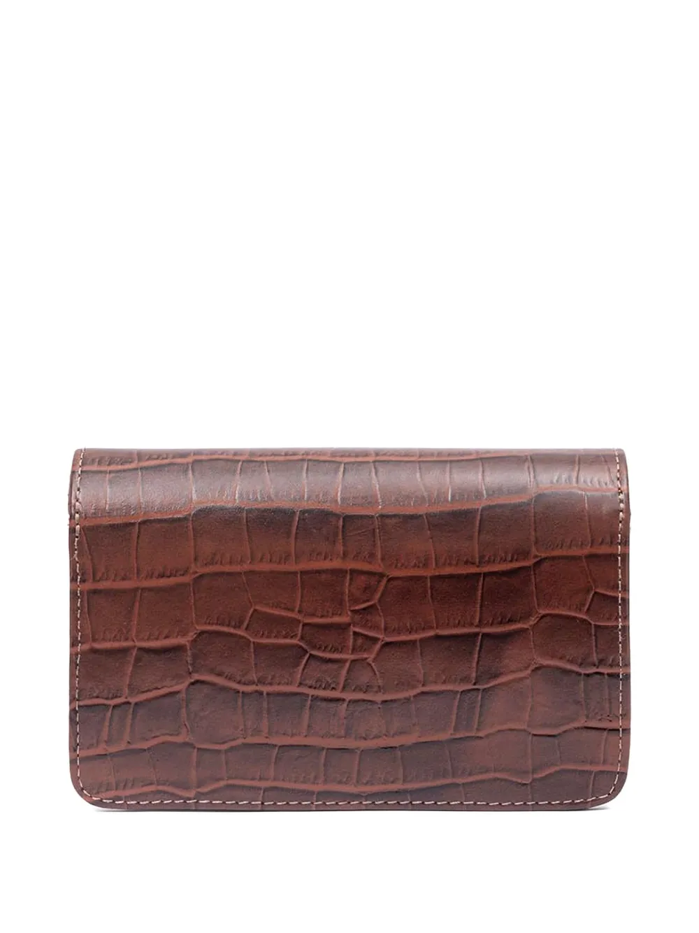 Isla Croc-Embossed Chain Shoulder Bag - Bruin