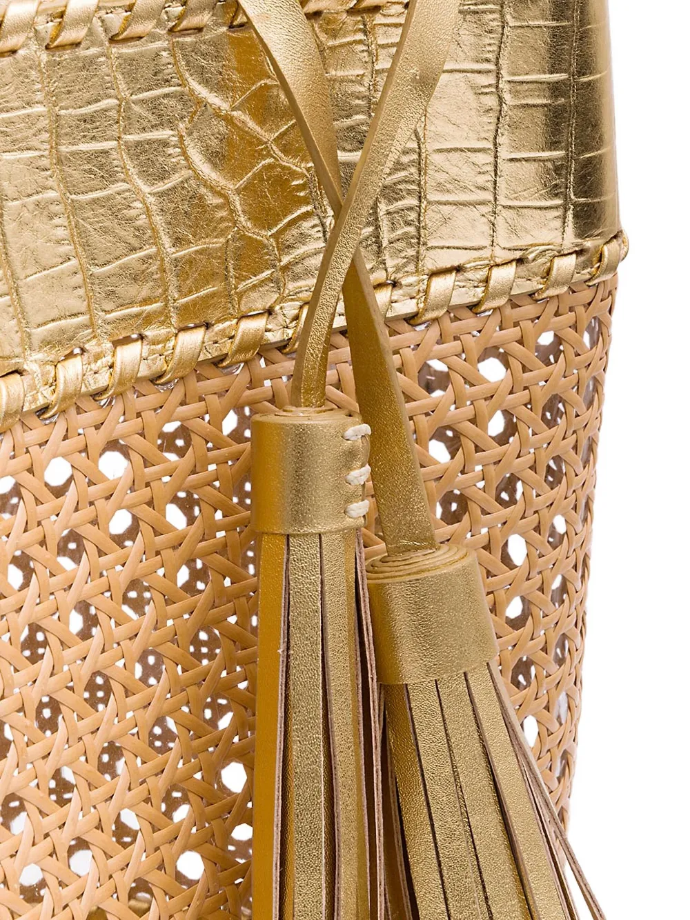 &isla Sextavada Woven Tassel Shoulder Bag In Neutral