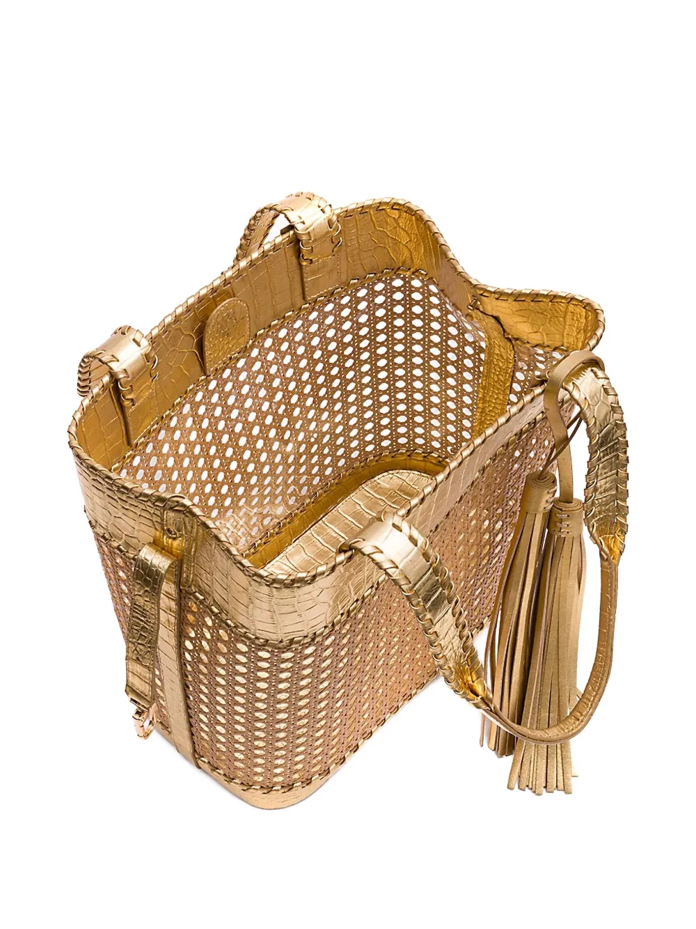 &isla Sextavada Woven Tassel Shoulder Bag In Neutral