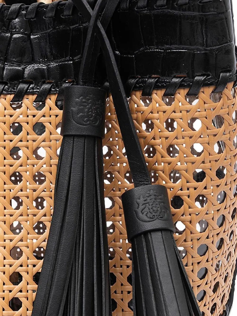 &isla Medium Woven Tassel Tote Bag In Burgundy