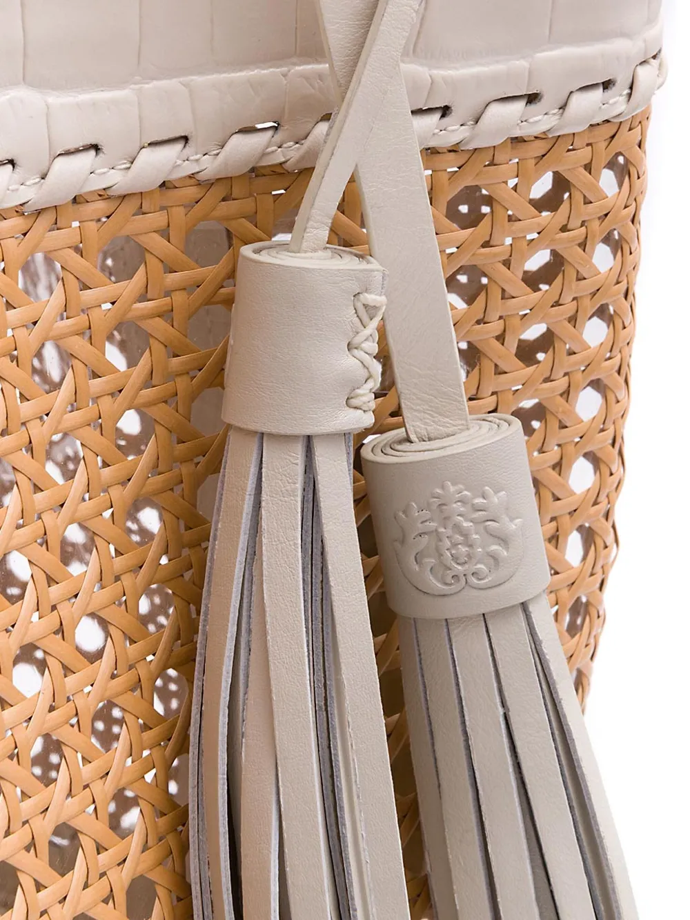 &isla Sextavada Croc-embossed Tassel Shoulder Bag In Neutral