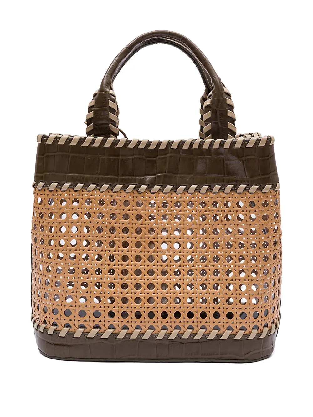 Isla Medium Sextava woven tassel tote bag - Beige