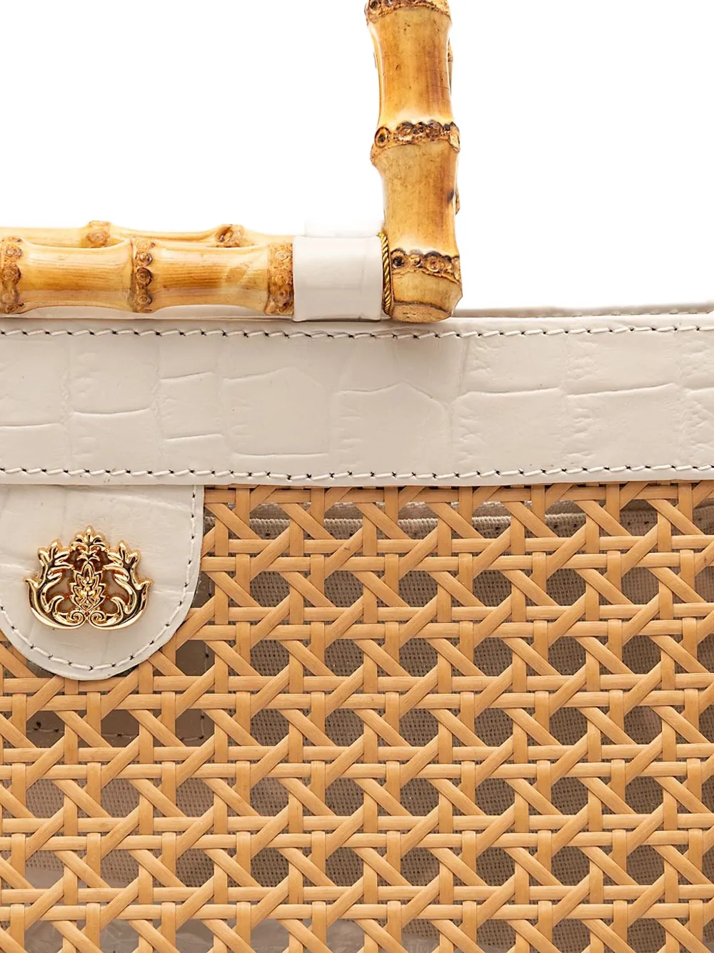 &isla Maxi Diana Croc-embossed Rattan Tote Bag In Orange