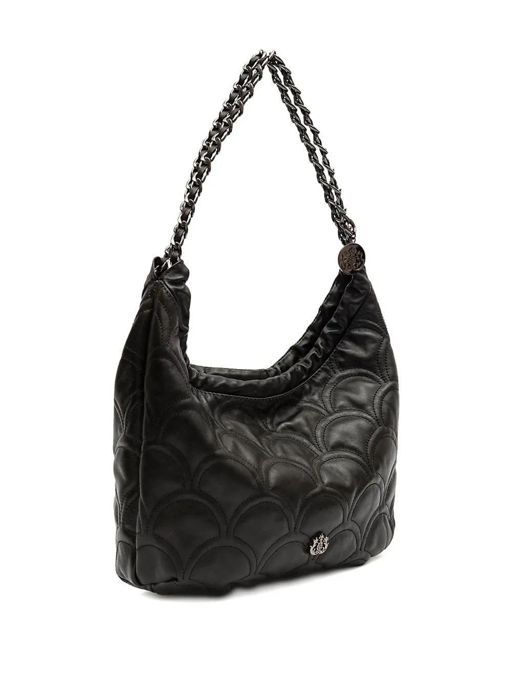 &isla Sirena Cocoon Hobo Quilted Chain Shoulder Bag In Black