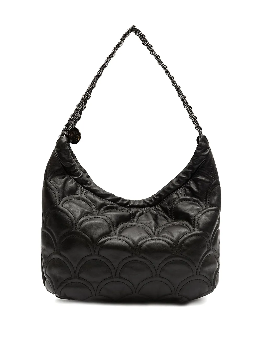 Isla Sirena Cocoon Hobo gewatteerde schoudertas met ketting - Zwart
