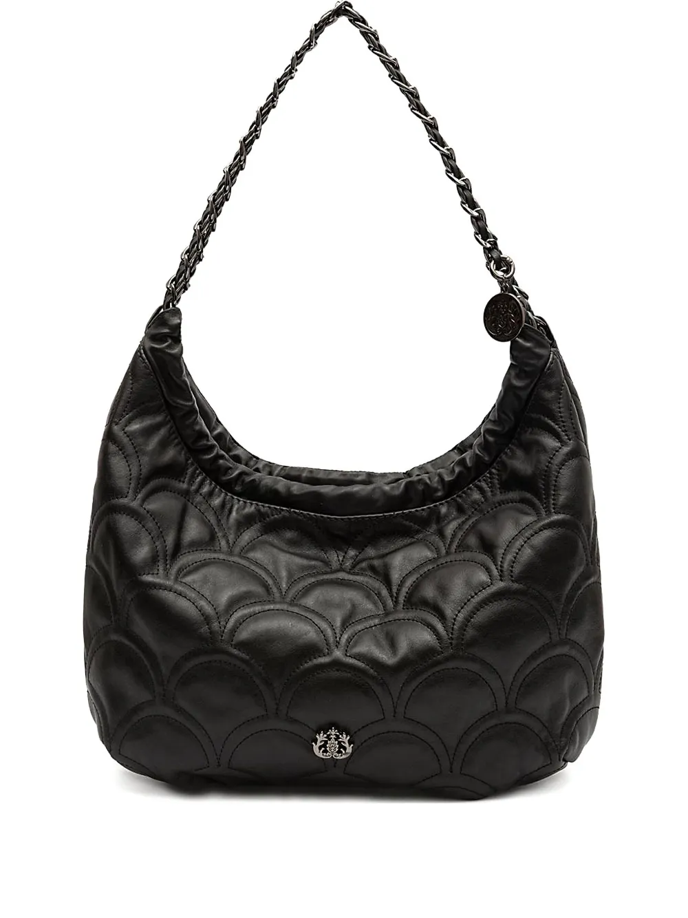 &isla Sirena Cocoon Hobo Quilted Chain Shoulder Bag In Black