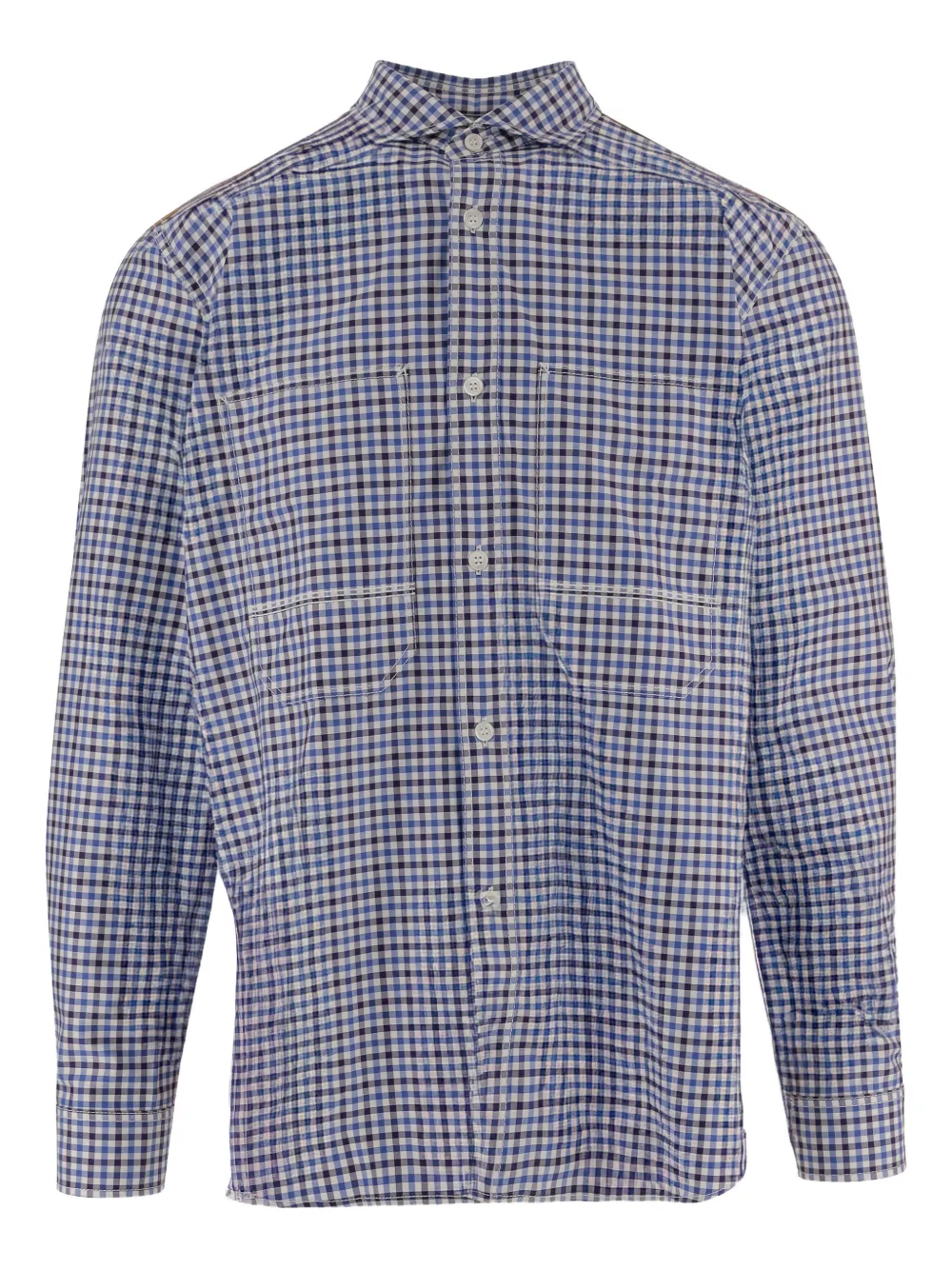 Junya Watanabe MAN camisa con motivo con diseño de patchwork | azul | Image 1