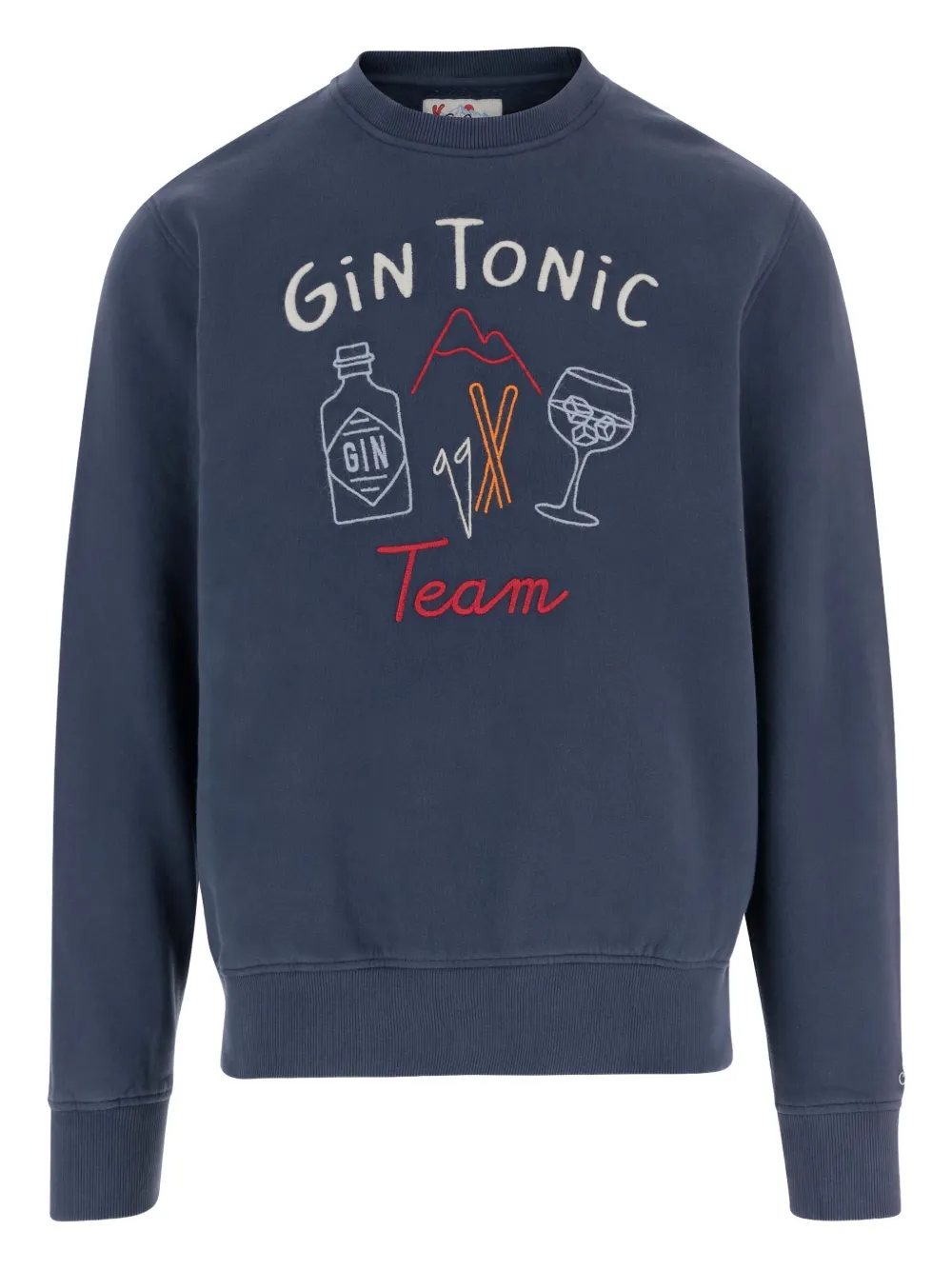 Mc2 Saint Barth Cotton Sweatshirt With Embroidered Logo In Blue