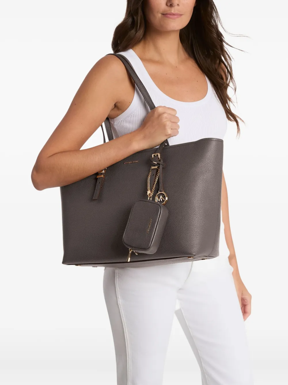 Michael Michael Kors Quinn Buckle Tote In Brown