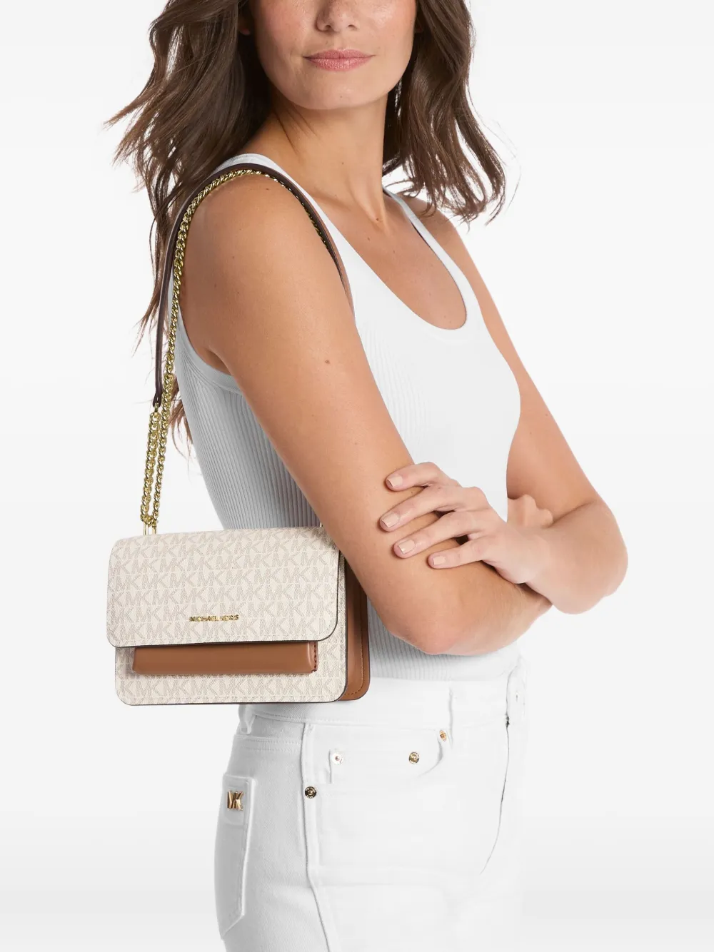 Michael Michael Kors Chain Claire Cross Body Bag In Neutral