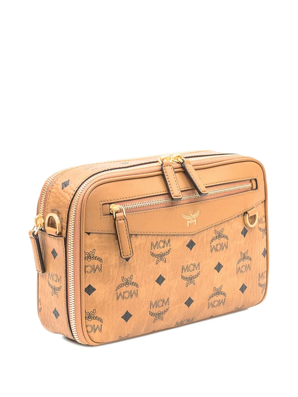 Mcm Small Diamond Visetos-monogram Crossbody Bag In Neutral