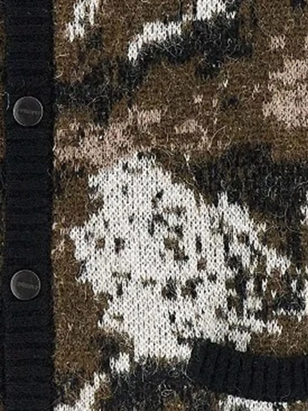 Carhartt Jacquard Cardigan With Wild Dog Motifs And Metal Buttons In Brown
