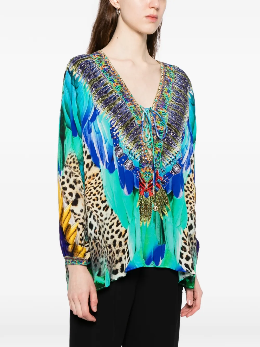  Camilla Graphic-print Blouse - Blue 