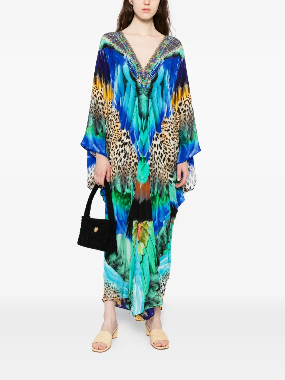 Camilla graphic-print T-shape dress - Blauw