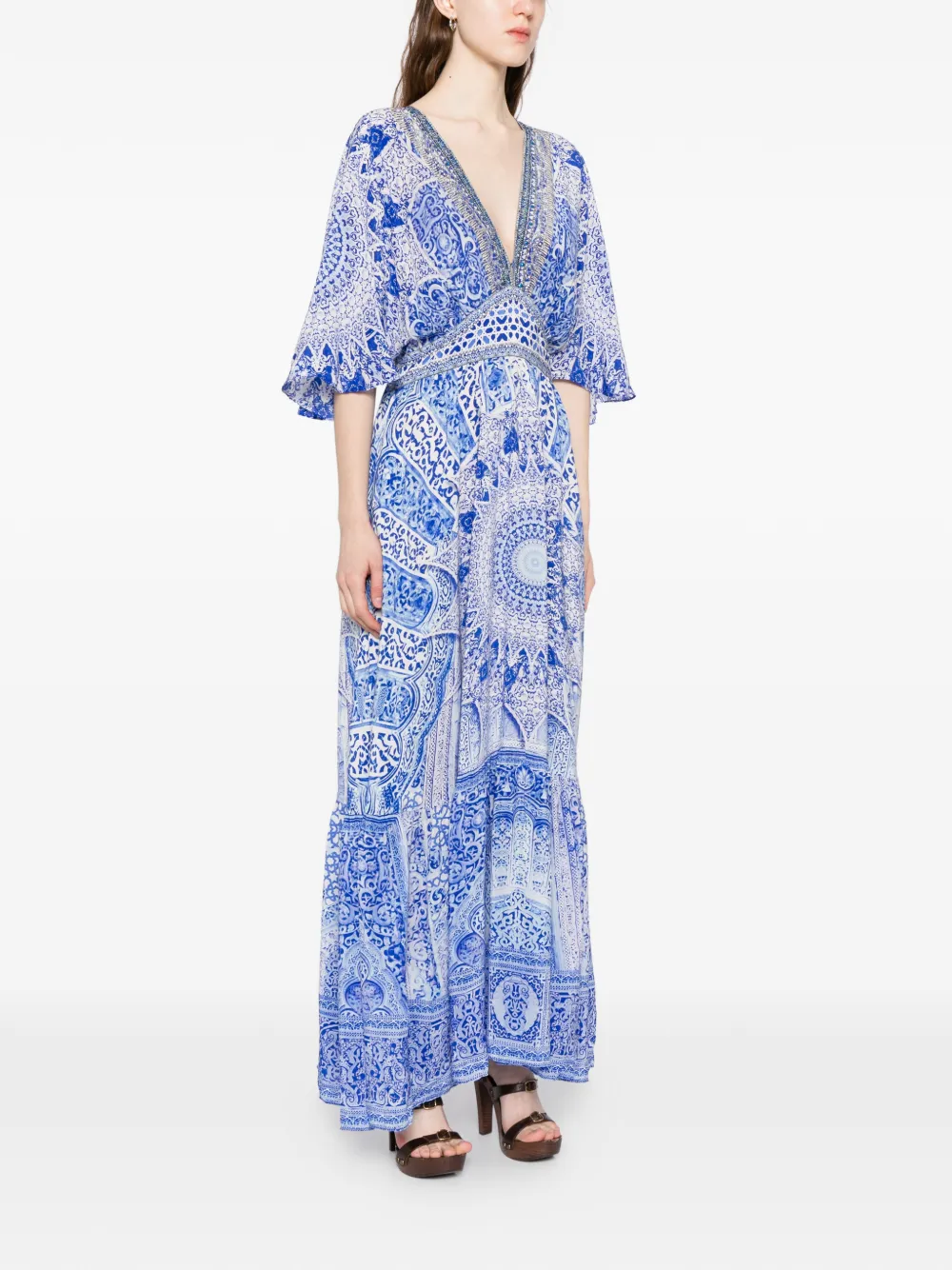 Camilla Jurk met ruche afwerking Blauw