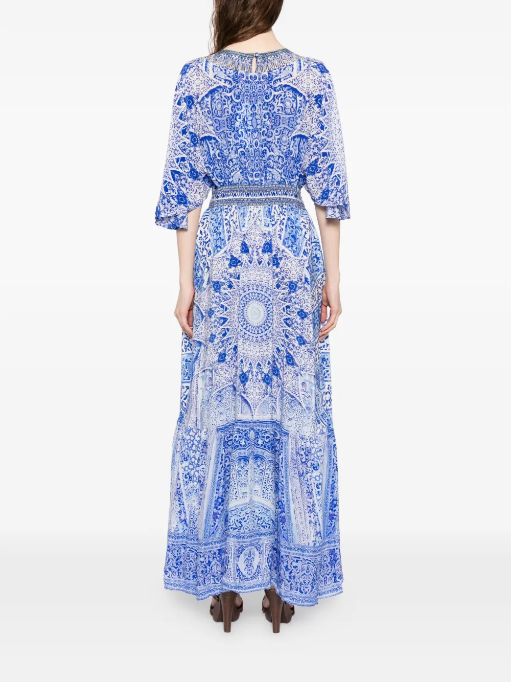Camilla Jurk met ruche afwerking Blauw