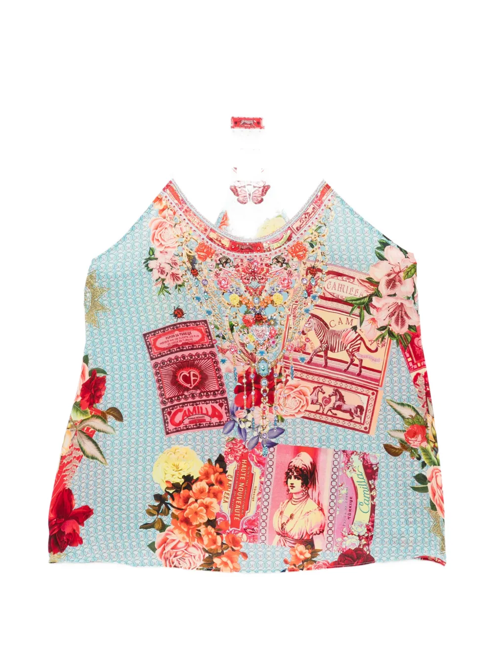 Camilla Papers And Curious Capers T-back shoestring top - Blu