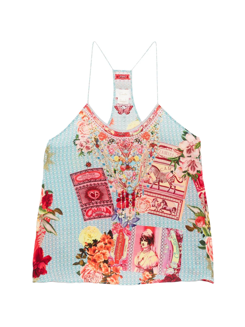 Camilla Papers And Curious Capers T-back shoestring top - Blu