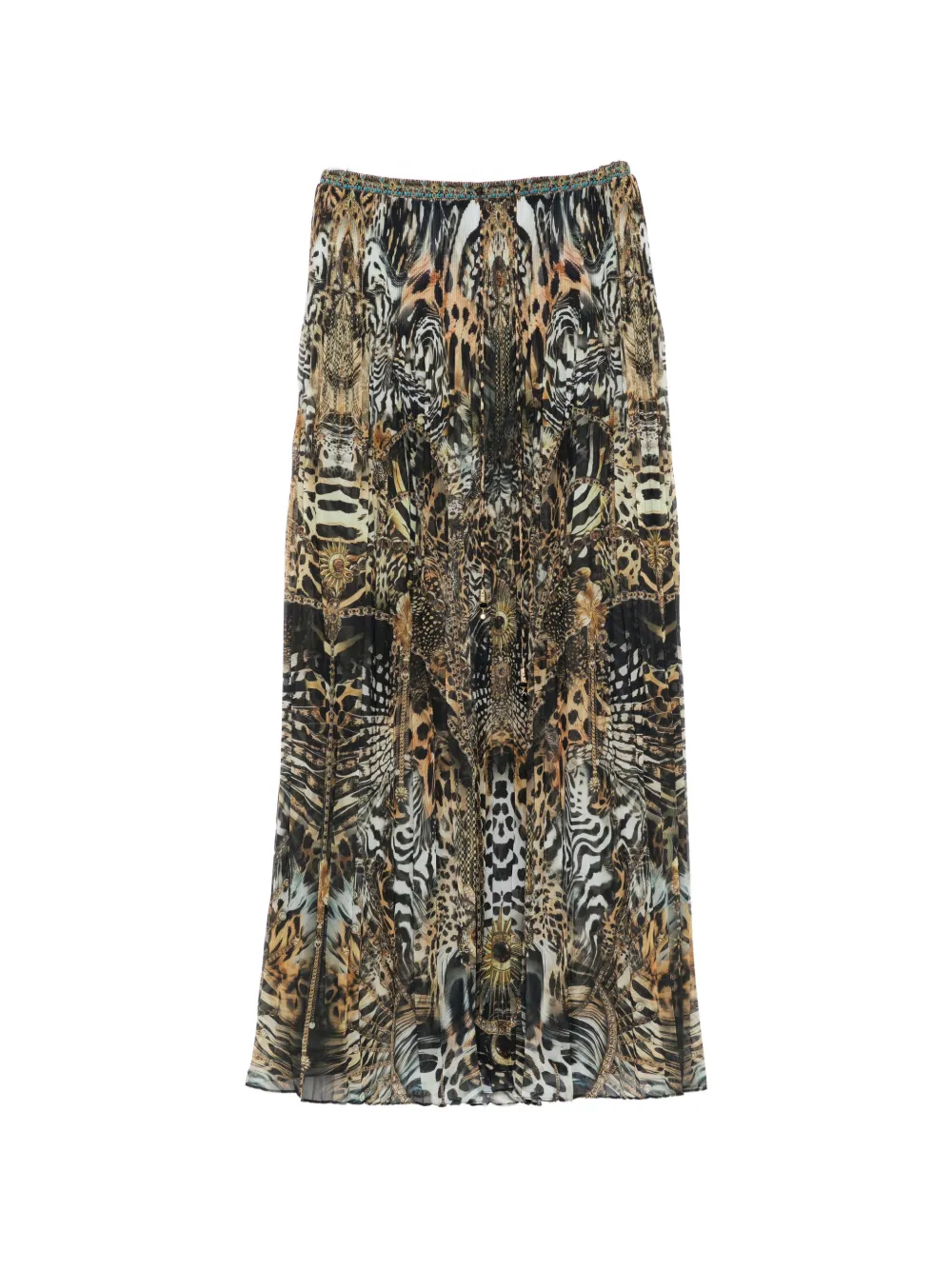 Camilla Feline Folklore pleated midi skirt - Nero