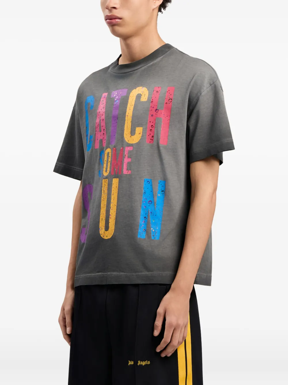 Palm Angels Katoenen T-shirt met grafische print Grijs