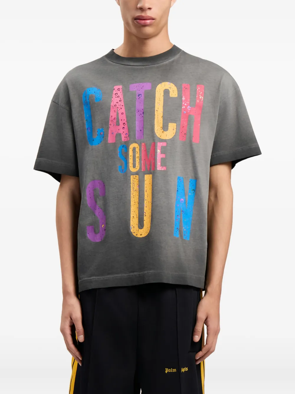 Palm Angels Katoenen T-shirt met grafische print Grijs