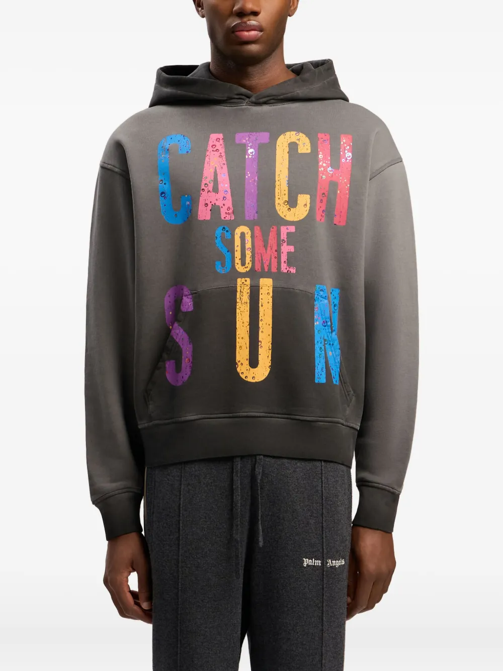 Palm Angels Katoenen hoodie met grafische print Grijs