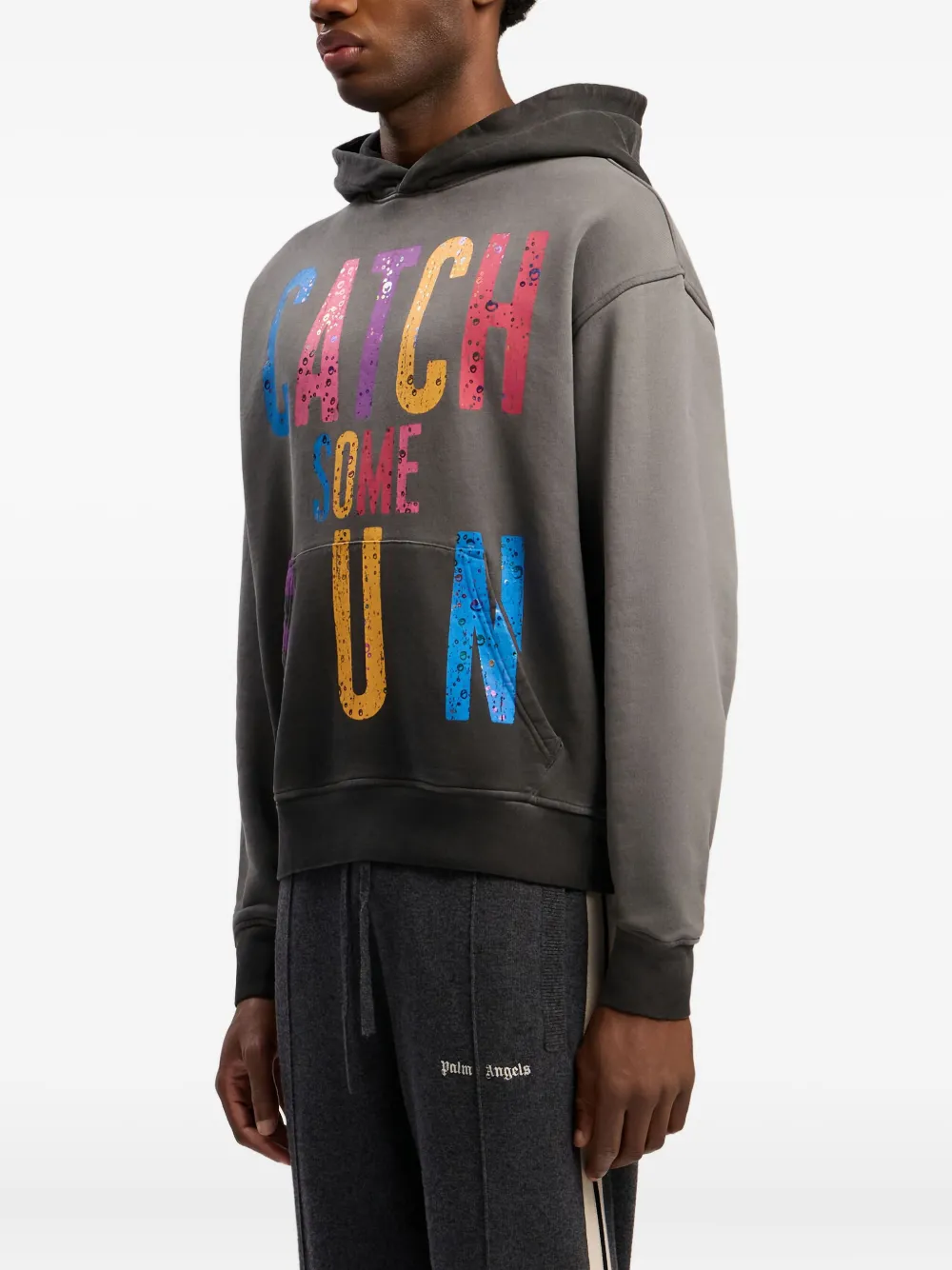 Palm Angels Katoenen hoodie met grafische print Grijs