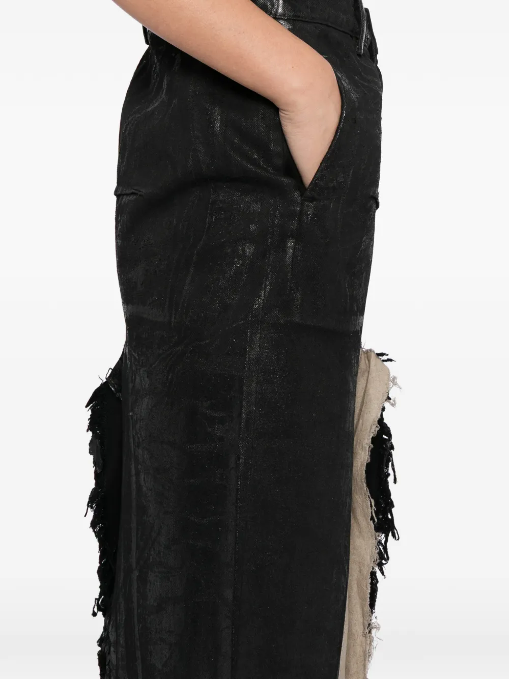 Rick Owens Sliced Denim Skirt In Black