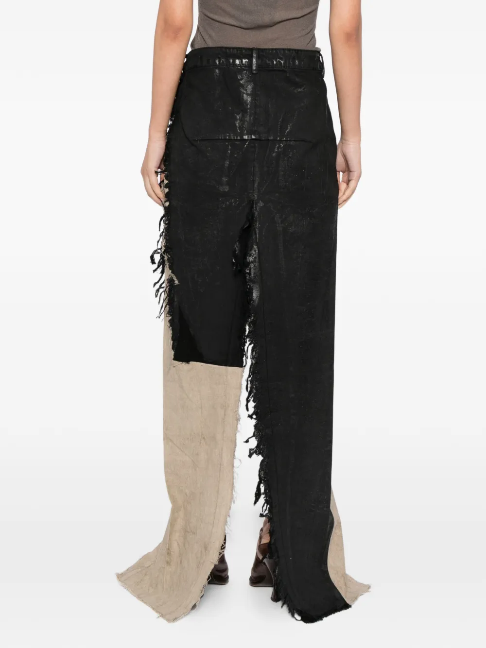 Rick Owens Sliced Denim Skirt In Black