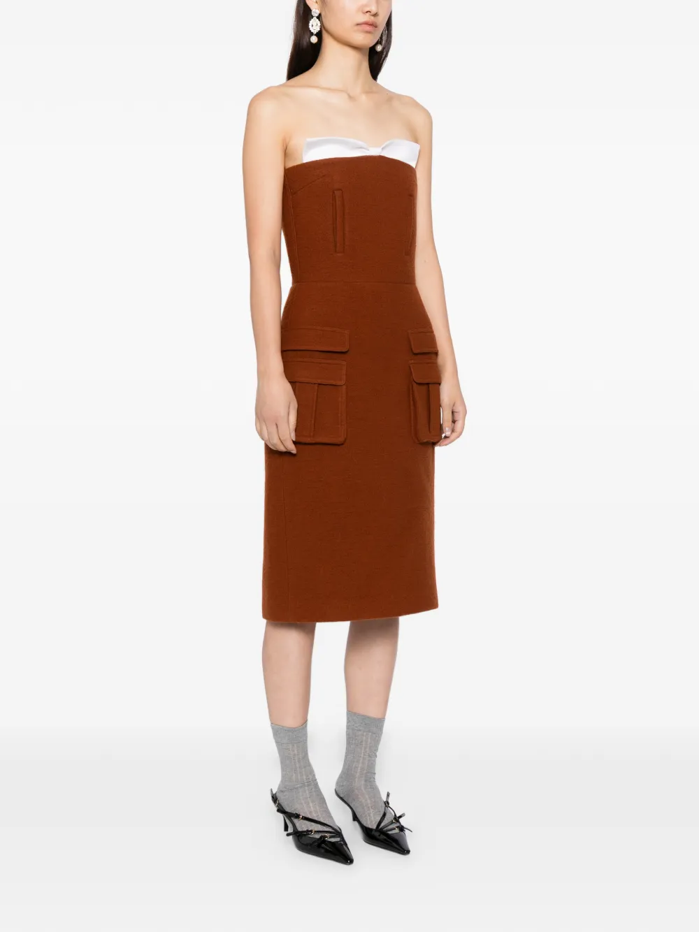 SHUSHU TONG Strapless jurk Oranje