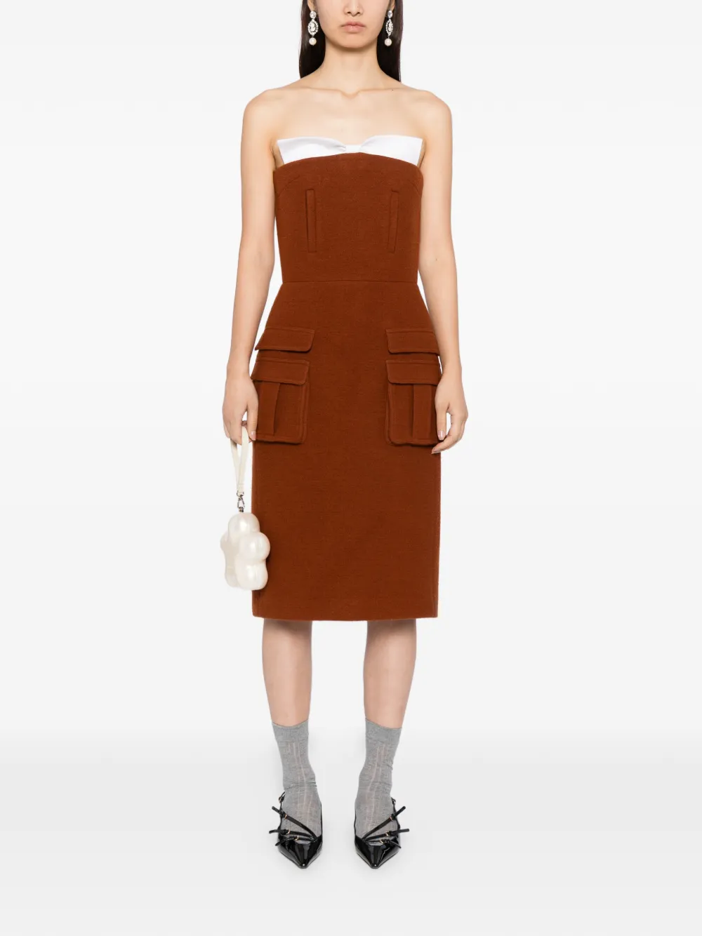 SHUSHU/TONG bow strapless dress - Oranje