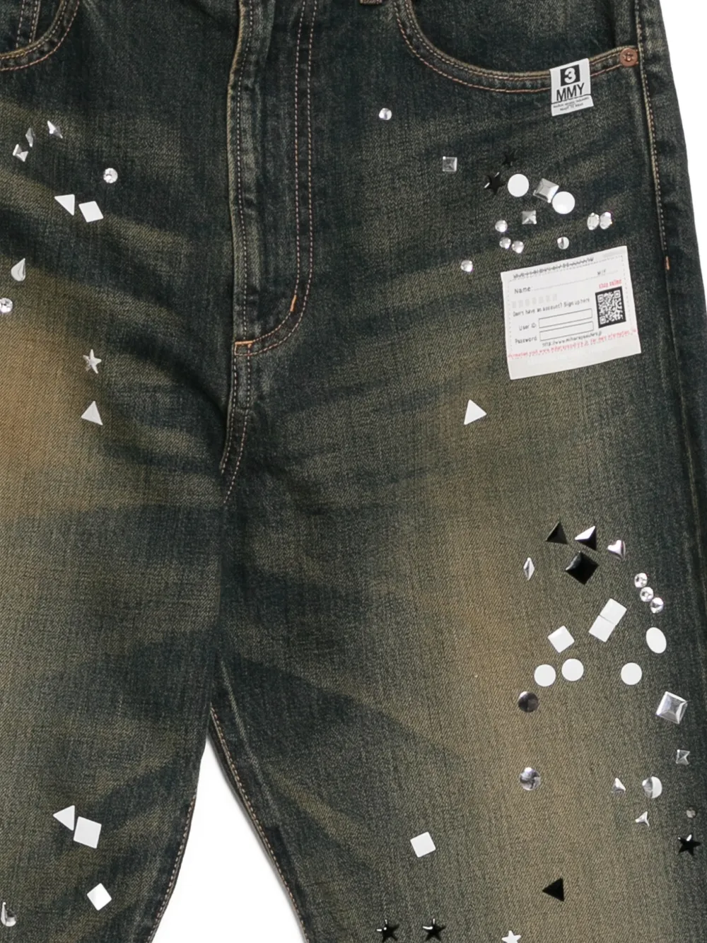 Maison MIHARA YASUHIRO Jeans verfraaid met kristallen Blauw