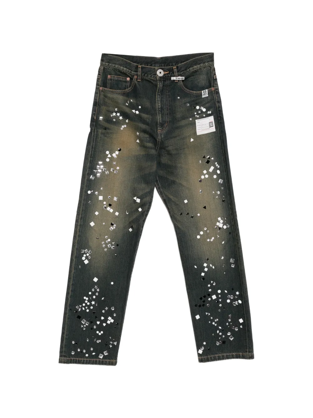 Maison MIHARA YASUHIRO Jeans con cristalli - Blu