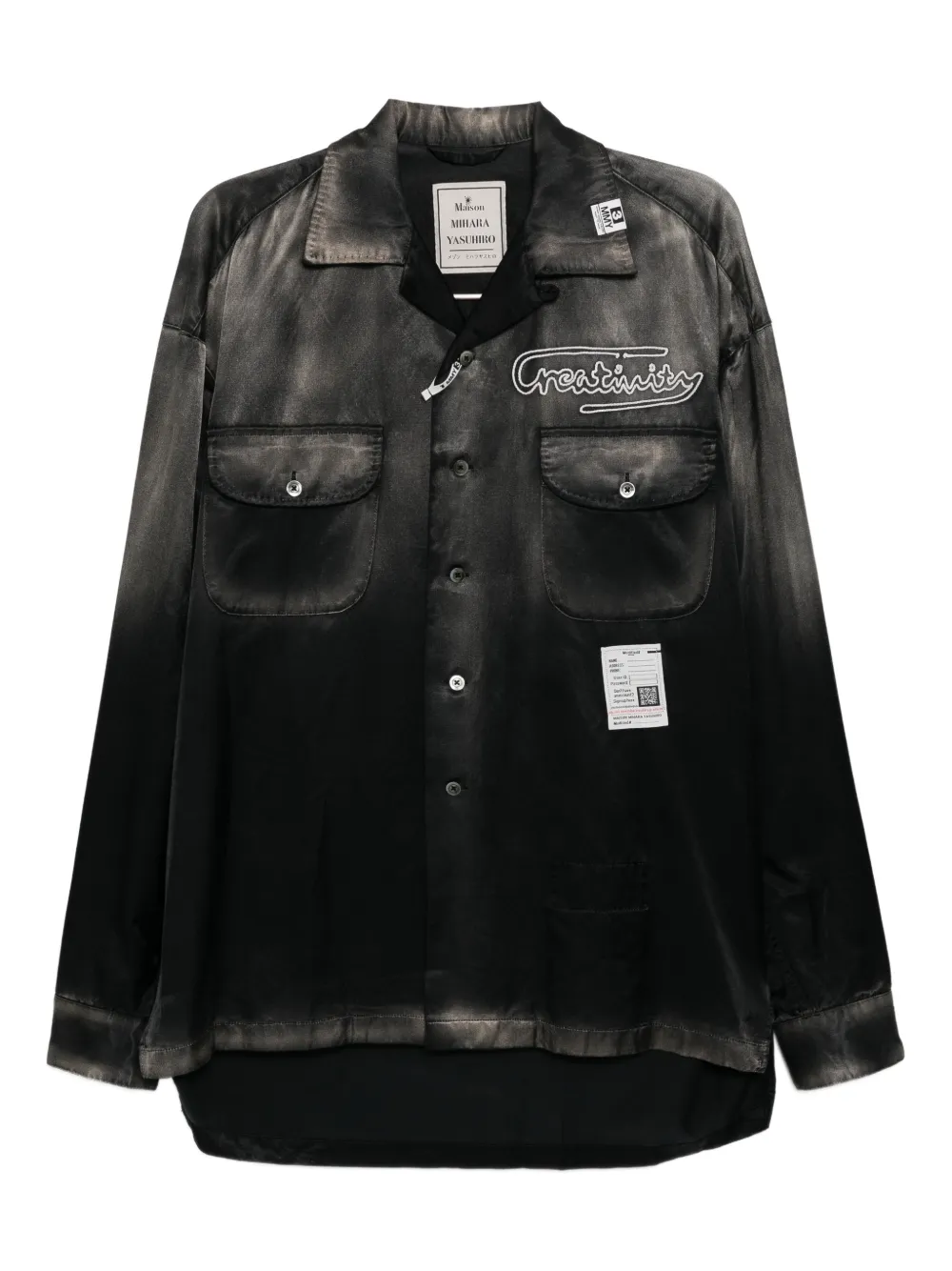 Maison MIHARA YASUHIRO camisa satinada con efecto desgastado | negro | Image 1