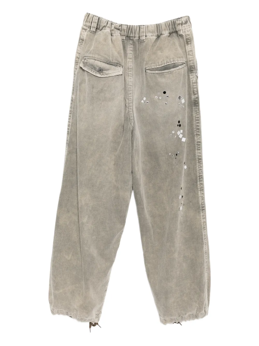 Maison MIHARA YASUHIRO Ribfluwelen broek verfraaid met kristallen - Grijs