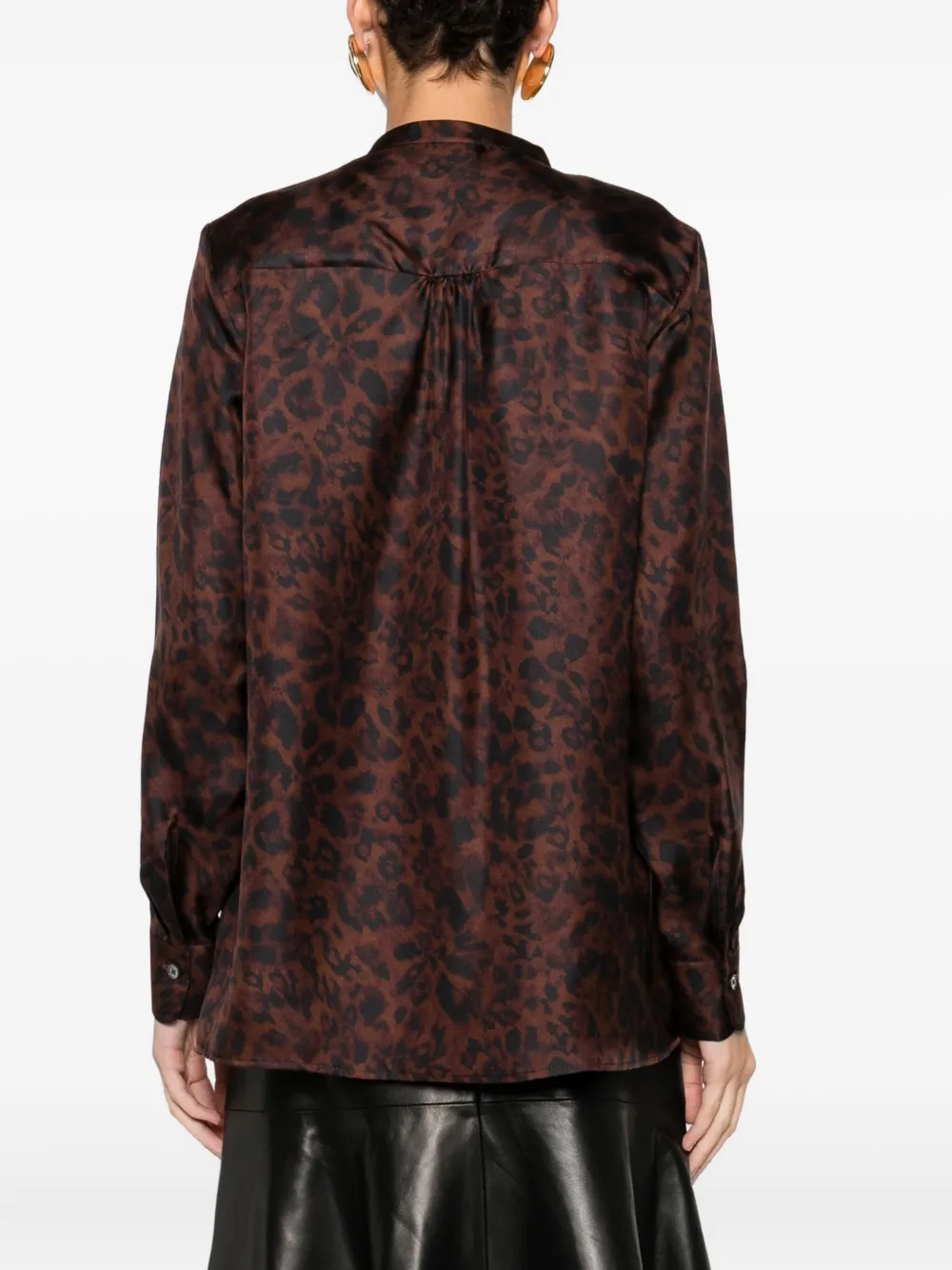 Caliban Animal-print Blouse In Brown