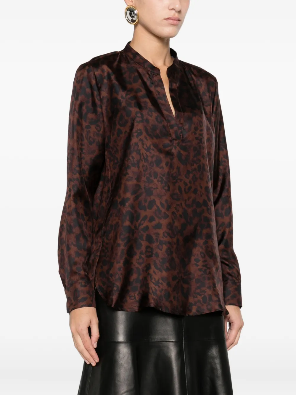 Caliban Animal-print Blouse In Brown