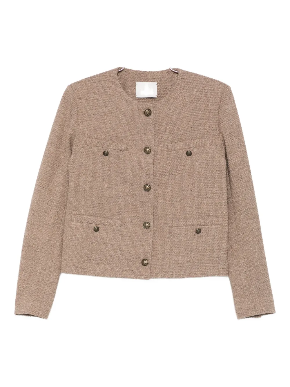Circolo 1901 Round-neck Tweed Jacket In Brown