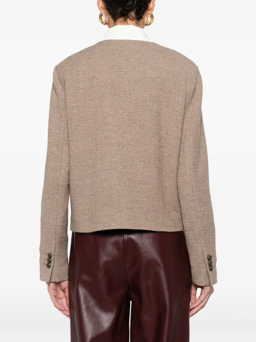Circolo 1901 Round-neck Tweed Jacket In Brown