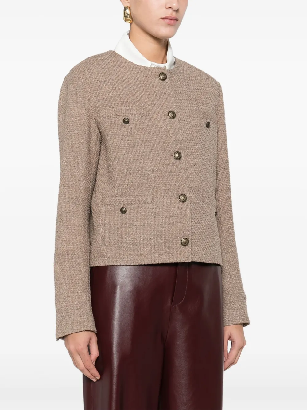 Circolo 1901 Tweed jack met ronde hals Bruin