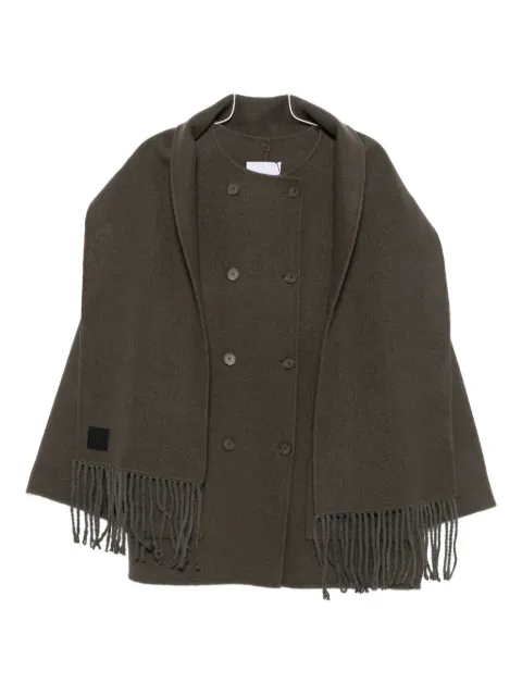 Isabelle Blanche fringed scarf-detail coat
