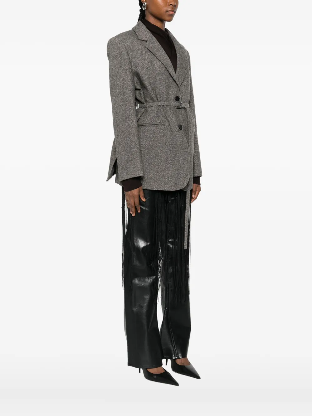 Isabelle Blanche Belted Blazer In Gray