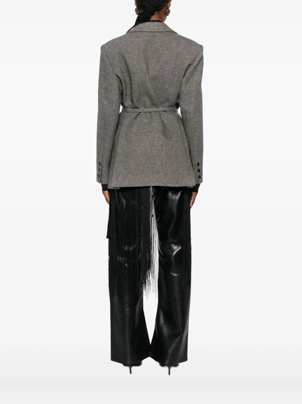 Isabelle Blanche Belted Blazer In Gray