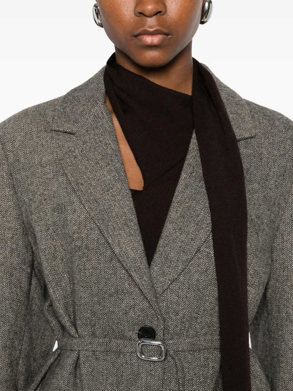 Isabelle Blanche Belted Blazer In Gray