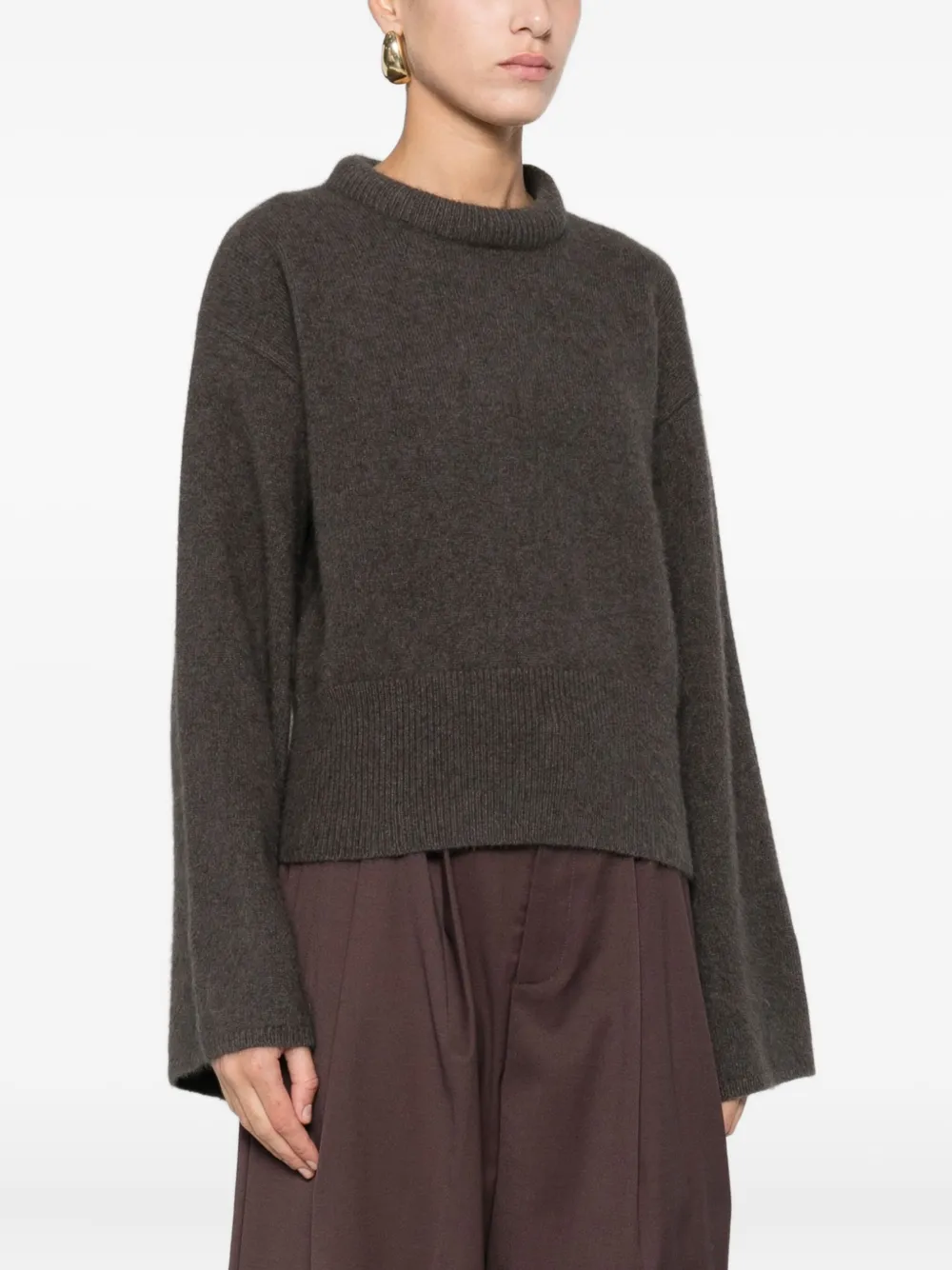 Isabelle Blanche Flared-sleeve Sweater In Brown