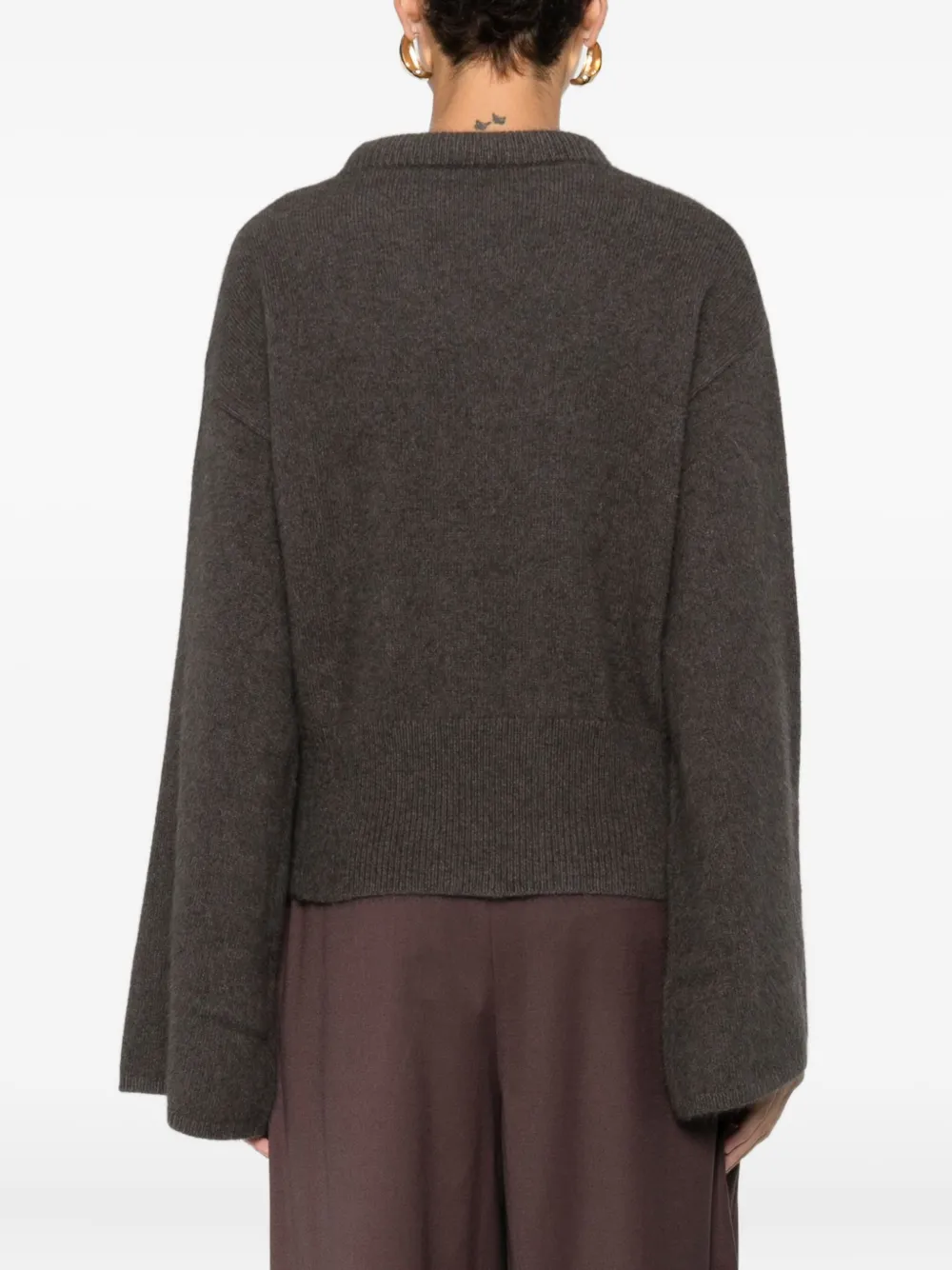 Isabelle Blanche Flared-sleeve Sweater In Brown