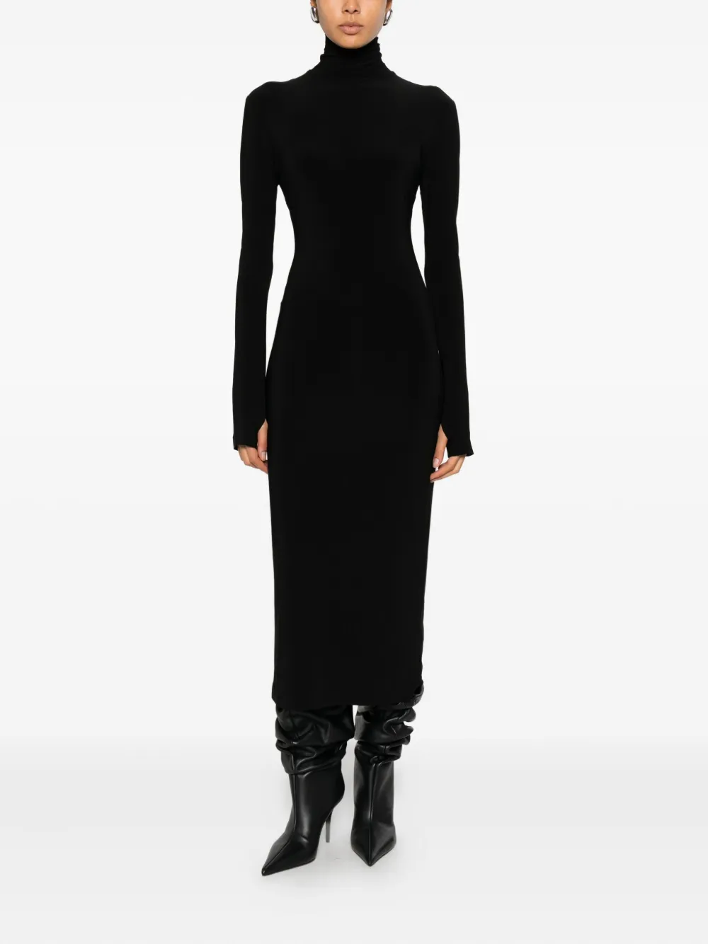 Norma Kamali Midi-jurk met col - Zwart