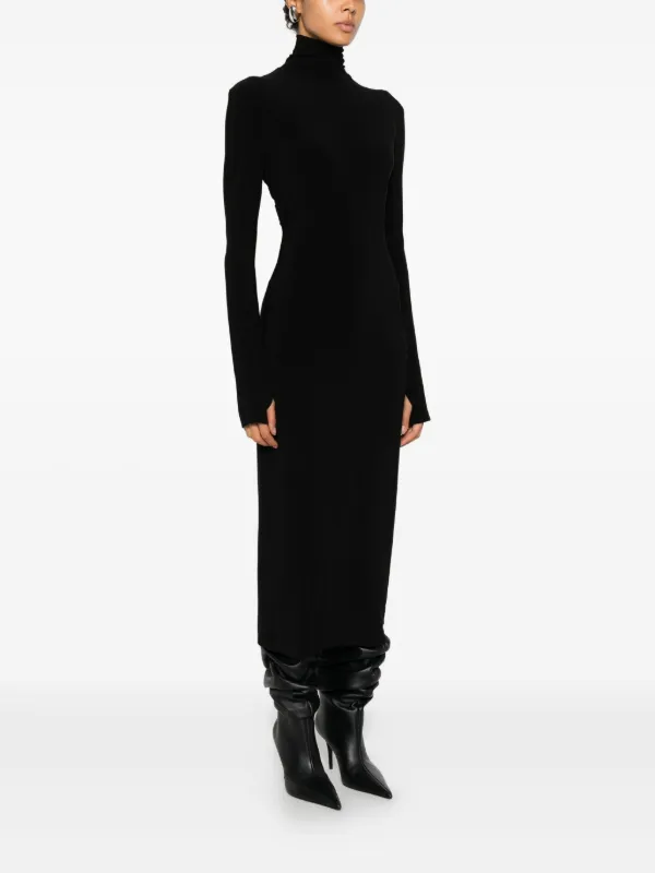 black long sleeve turtleneck midi dress Caldwell Ribbed Turtleneck Midi Dress