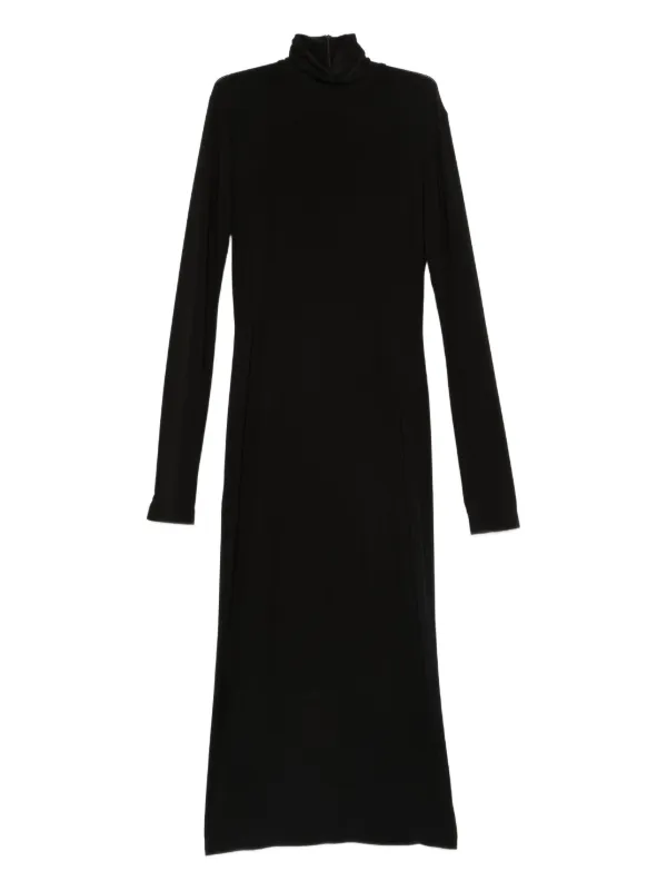 norma kamali long sleeve turtleneck dress Long Sleeve Turtleneck Waterfall Dress In Black