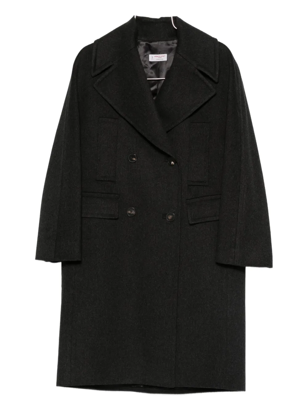 Alberto Biani Long Double-breasted Coat Pockets In Black